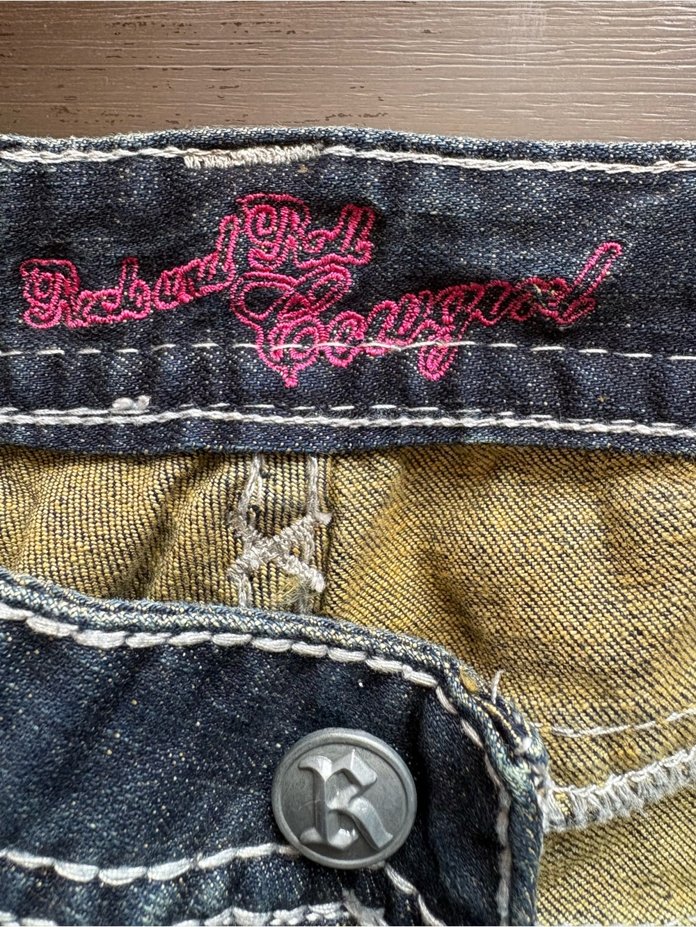 Rock & Roll Cowgirl Rhinestone Flap low rise Pocket Bootcut Jeans Size 27. - Picture 9 of 16
